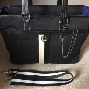 COACH Voyage Signature Zipup Tote/Diaper Bag Black